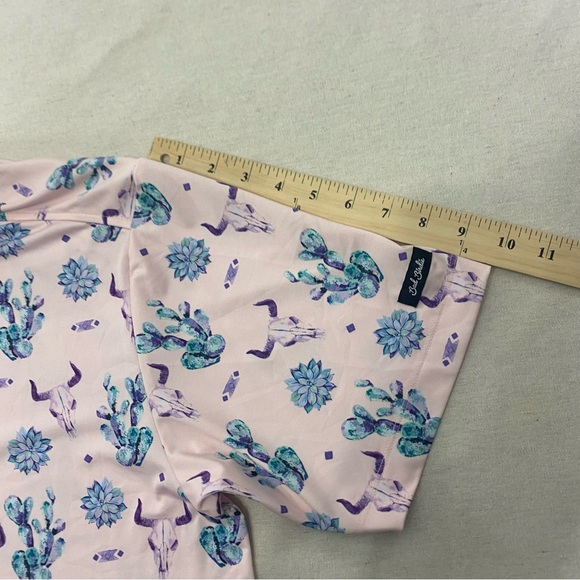 Bad Birdie Golf Polo Men's Large The Ranch Pink Southwest Cow Skull Cactus AOP - Picture 12 of 12